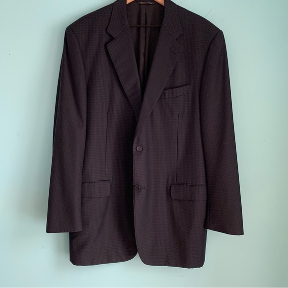 Canali Proposta Super 120’S Mens Tailored Wool Plaid Tall Sport Coat Blazer 44L - Picture 1 of 14